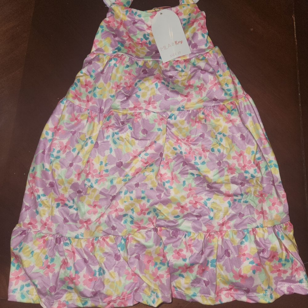 Mila & Rose 2T Summer Watercolor Floral Ruffle Maxi Dress